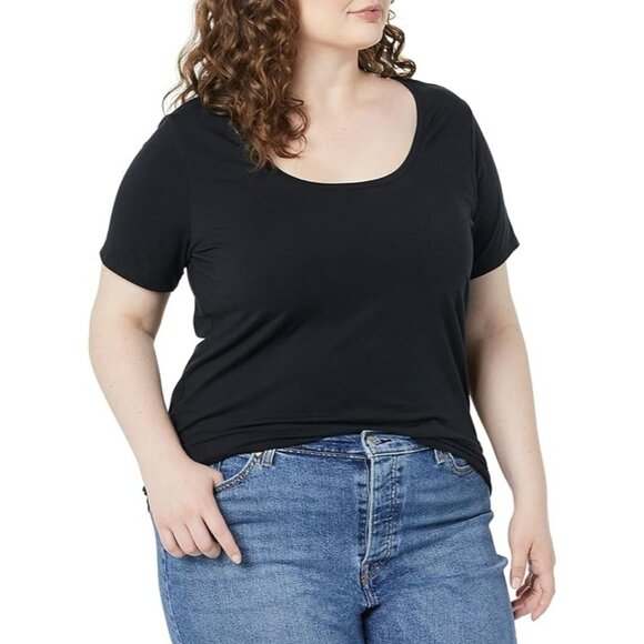 Amazon Essentials Size 3XL Black Scoop Neck Short-Sleeve T-Shirt Pack Of 2 - Picture 2 of 9